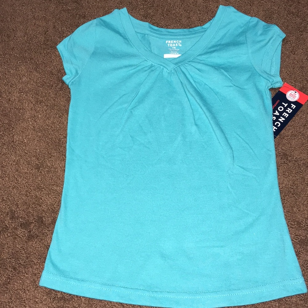French toast shirt girls NWT size 7-8 brand new teal short sleeve tshirt NEW